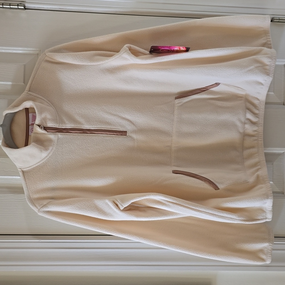 ENLIGHTEN BRAND WOMEN'S IVORY LONG SLEEVE PULLOVER FLEECE SIZE MEDIUM